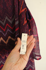 NEW Faded Glory Purple Orange and Pink Zigzag Printed Maxi Dress | XL
