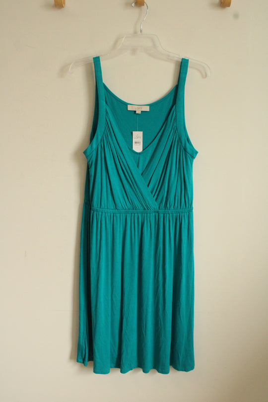 NEW Loft Bright Teal V-neck Wrap Tank Dress | L