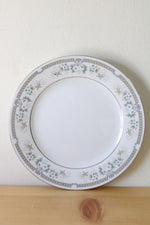White & Green Floral China Silver Rim Dinner Plate | 10"