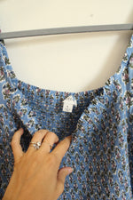 J.Crew Blue Floral Smocked Maxi Cotton Dress | L