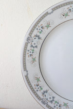 White & Green Floral China Silver Rim Dinner Plate | 10"