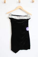 NEW Windsor Mina Black Velvet Rhinestone Strapless Mini Dress | S