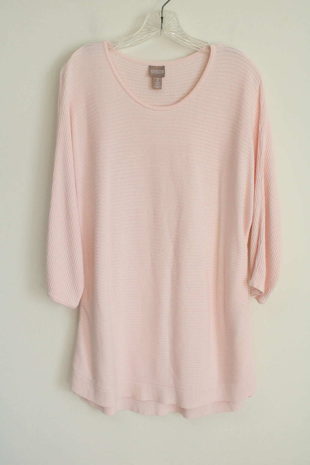 Chico's Light Pink Ribbed Knit Sweater | 2 (L/12)