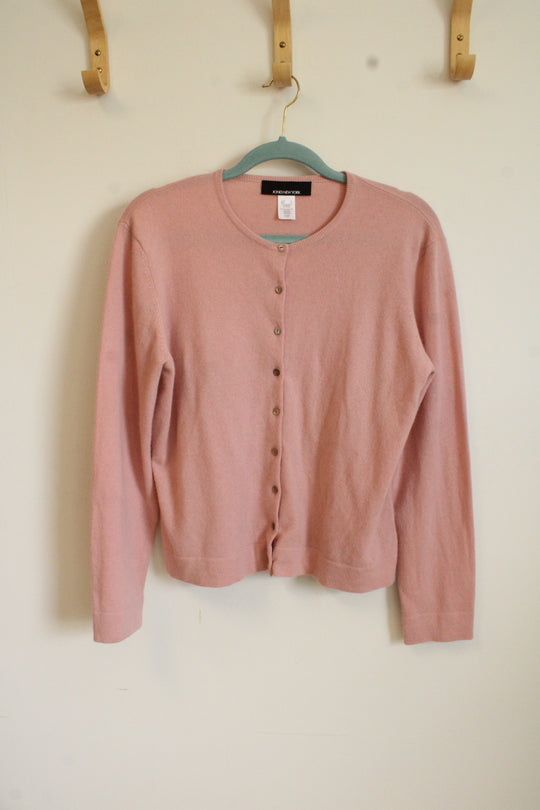 Jones New York Pink Cashmere Cardigan | L