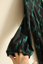 Ann Taylor Black and Green Diamond Plaid Long Puff Sleeve Dress | 18
