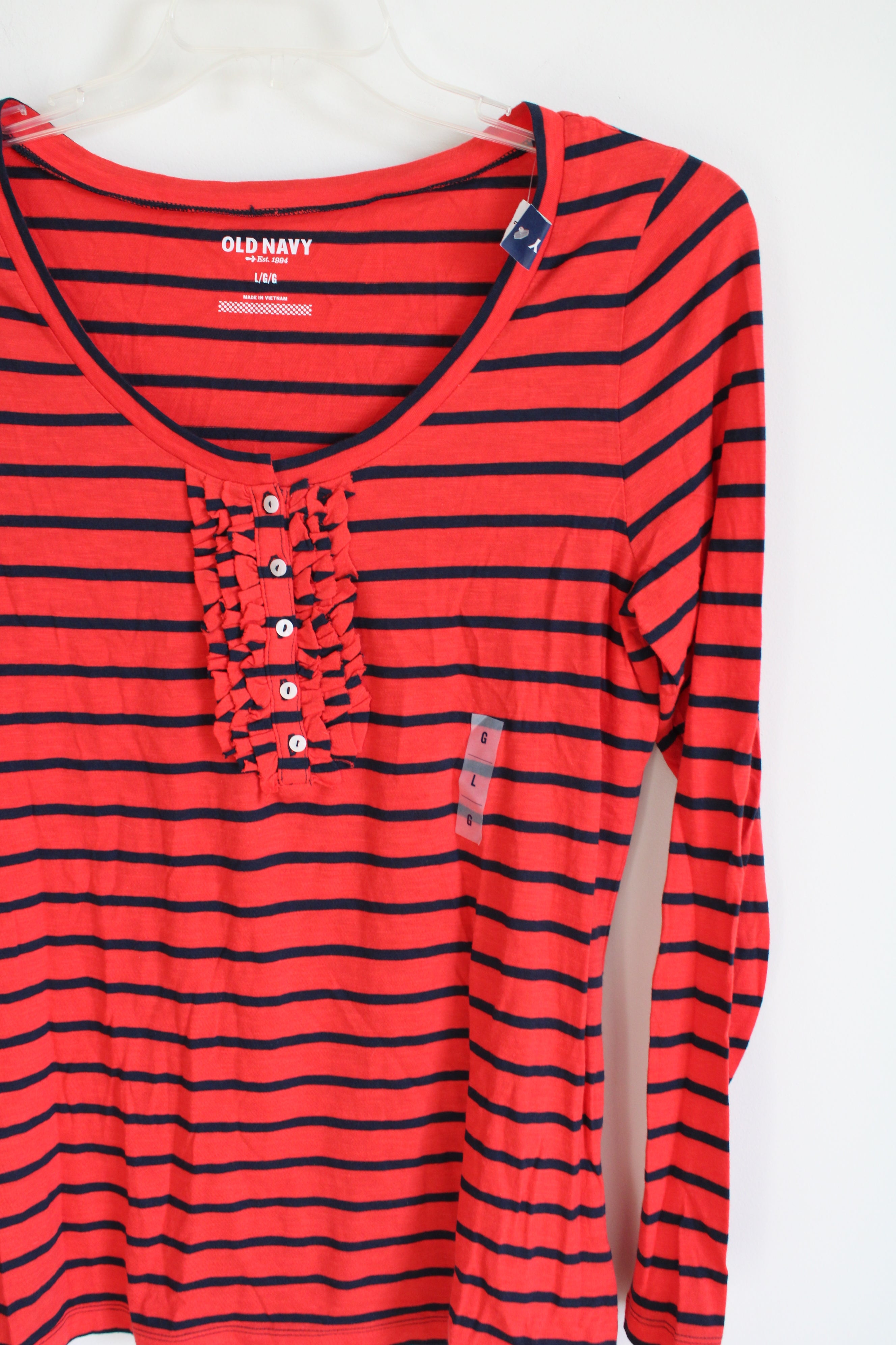 NEW Old Navy Red Blue Striped Shirt | L