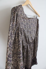 NEW Jo Flower Andi Taupe Floral Satin One Shoulder Dress | M