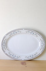 White & Green Floral China Silver Rim Serving Platter