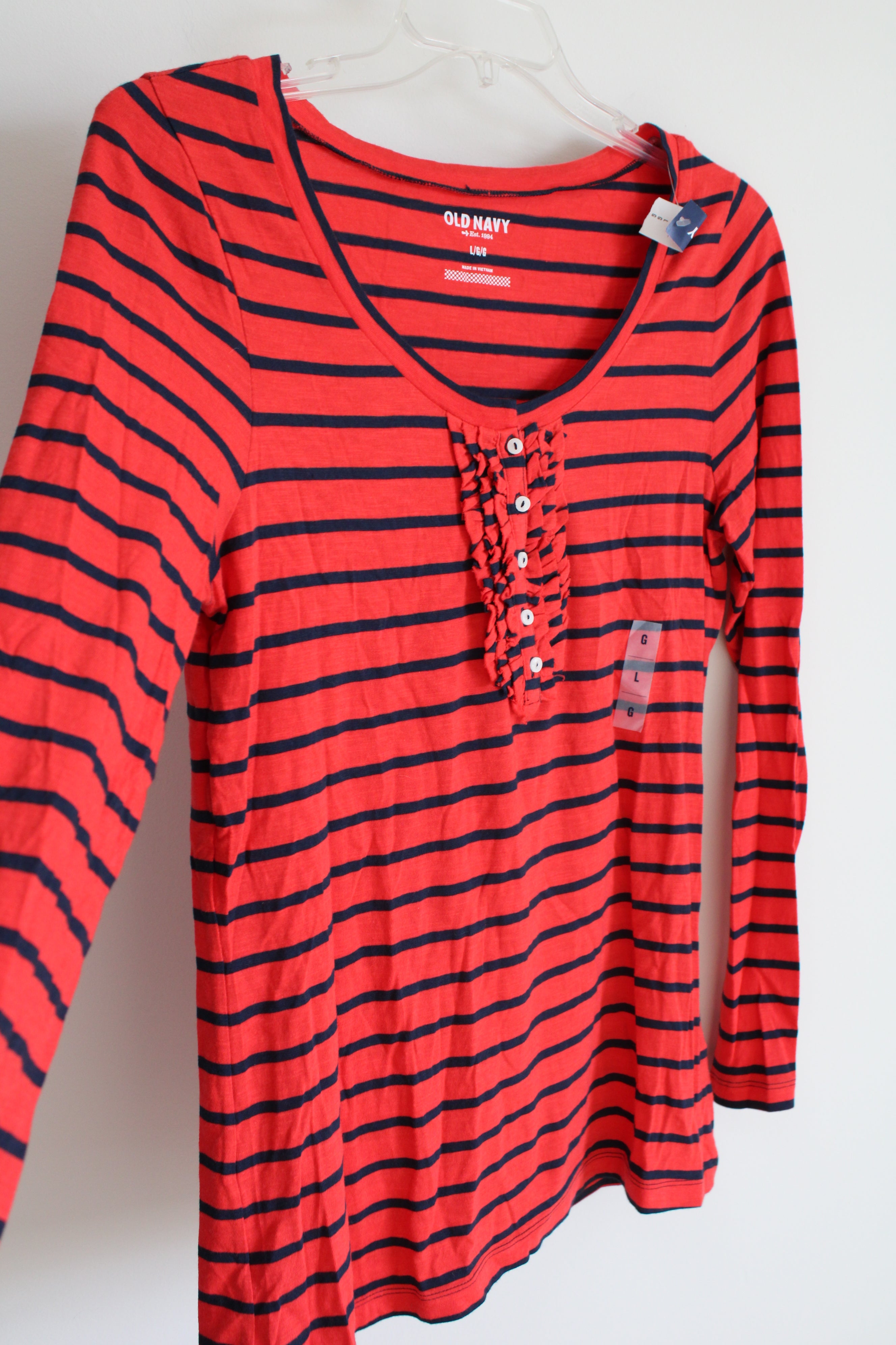 NEW Old Navy Red Blue Striped Shirt | L