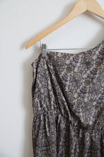 NEW Jo Flower Andi Taupe Floral Satin One Shoulder Dress | M