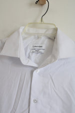 Calvin Klein Steel+ Regular Fit Herringbone White Button Down Shirt | 15 32/33 M