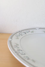White & Green Floral China Silver Rim Serving Platter