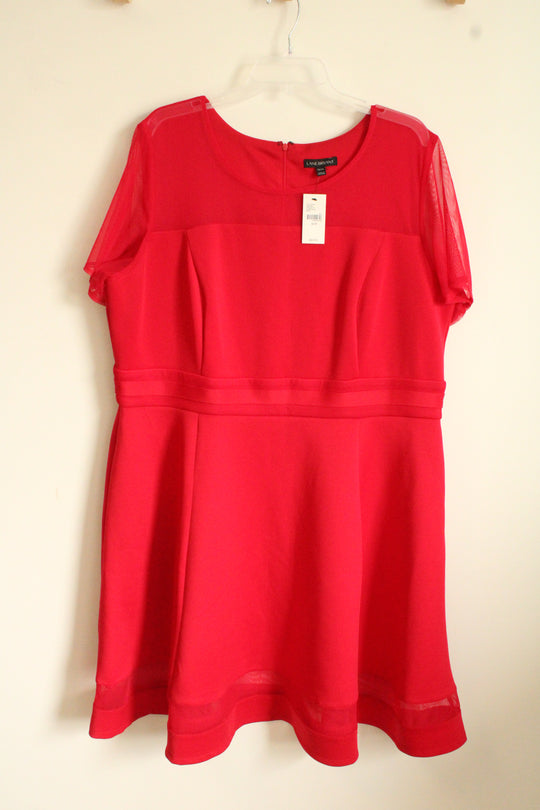 NEW Lane Bryant Red Fit and Flare SS Dress with Mesh Details | 22/24