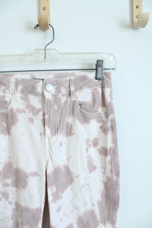 Forever 21 Pink & White Tie-Dyed Corduroy Flare Leg Pants | S