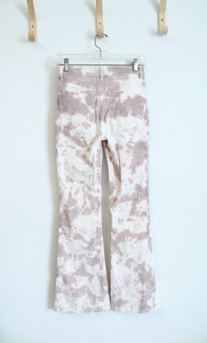 Forever 21 Pink & White Tie-Dyed Corduroy Flare Leg Pants | S