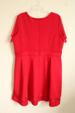 NEW Lane Bryant Red Fit and Flare SS Dress with Mesh Details | 22/24