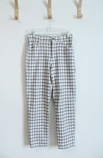 Hollister Ultra High Rise White Black & Tan Plaid Pants | S
