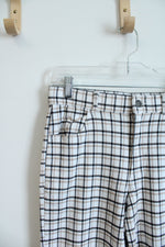 Hollister Ultra High Rise White Black & Tan Plaid Pants | S