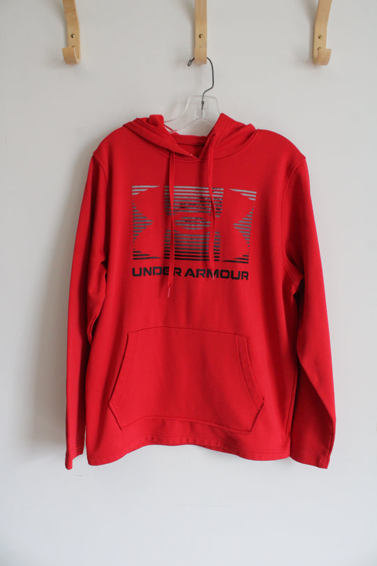 Under Armour Red Logo Fleece Lined Hoodie | M
