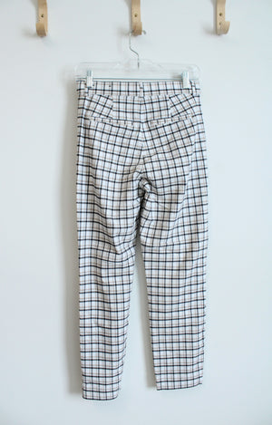Hollister Ultra High Rise White Black & Tan Plaid Pants | S