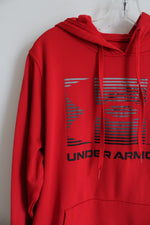 Under Armour Red Logo Fleece Lined Hoodie | M