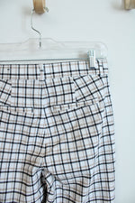 Hollister Ultra High Rise White Black & Tan Plaid Pants | S