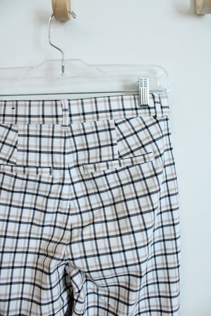 Hollister Ultra High Rise White Black & Tan Plaid Pants | S