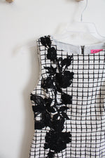 Betsey Johnson White & Black Checkered Floral Sheath Dress | 2