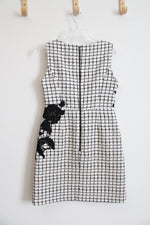 Betsey Johnson White & Black Checkered Floral Sheath Dress | 2
