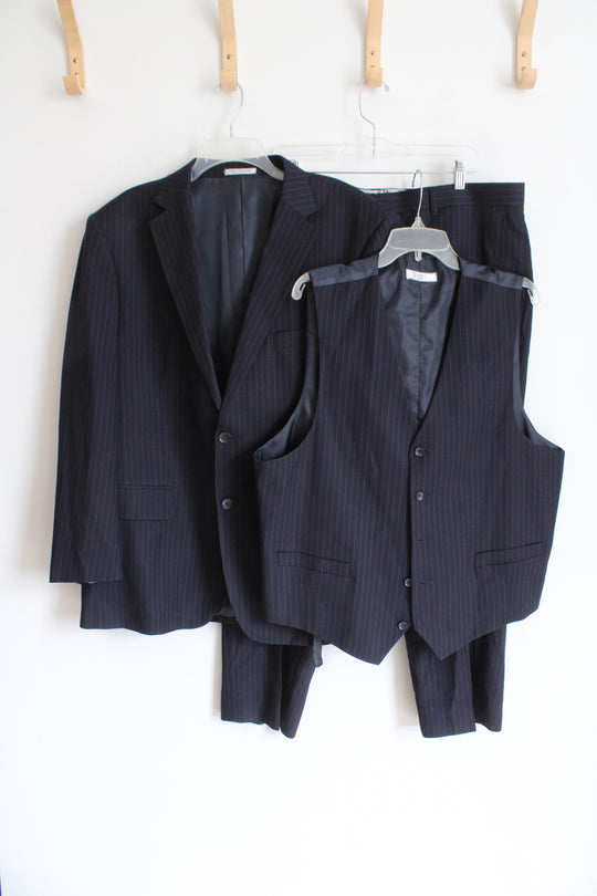 Vinci Philosophy Navy Blue Pinstripe Suit Set | 46R/40R