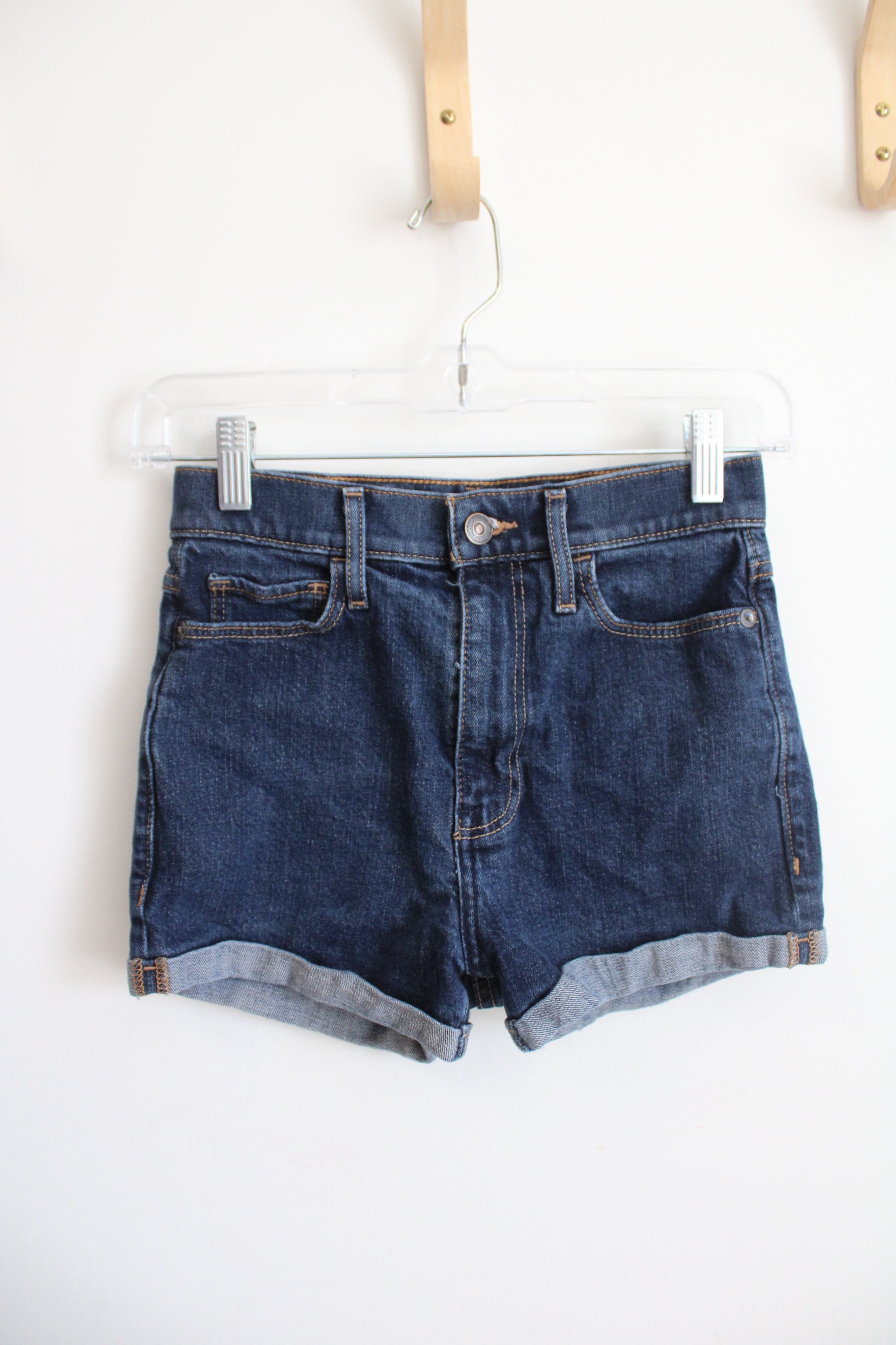Abercrombie & Fitch Dark Wash Cuffed Jean Shorts | 00