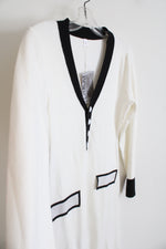 NEW Oyrosy White & Black Trim Knit Midi Dress | M