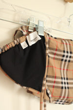 NEW Burberry Tan Signature Plaid Tie String Bikini Top and Bottom Set | L