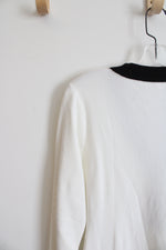 NEW Oyrosy White & Black Trim Knit Midi Dress | M