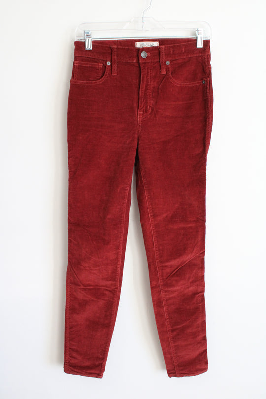 Madewell 10" High Rise Skinny Brick Red Corduroy Pants | 25
