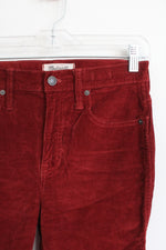 Madewell 10" High Rise Skinny Brick Red Corduroy Pants | 25