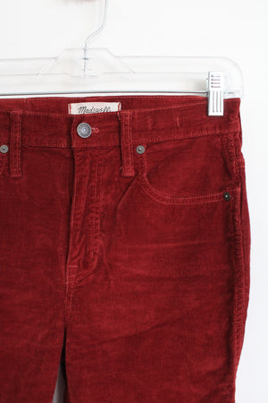 Madewell 10" High Rise Skinny Brick Red Corduroy Pants | 25