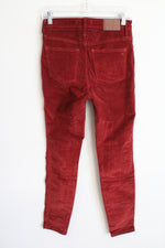 Madewell 10" High Rise Skinny Brick Red Corduroy Pants | 25