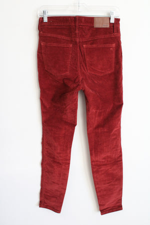 Madewell 10" High Rise Skinny Brick Red Corduroy Pants | 25