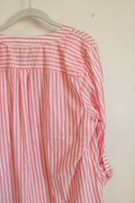 Talbots White & Pink Striped Cotton Top | XL