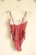 NEW We Wore What Maroon Star Belted One Piece Bathing Suit | XS
