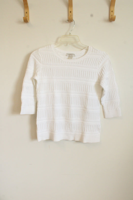 Christopher & Banks White Knit Cotton Top | S