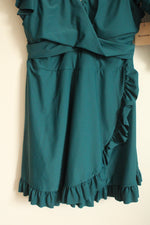 NEW Bloomchic Dark Teal One Piece Ruffle Swimsuit Dress with Bottoms | 12