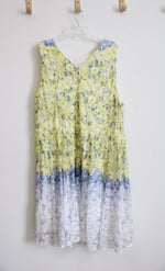 Lane Bryant Yellow & Blue Floral Ombre Lace Overlay Dress | 26