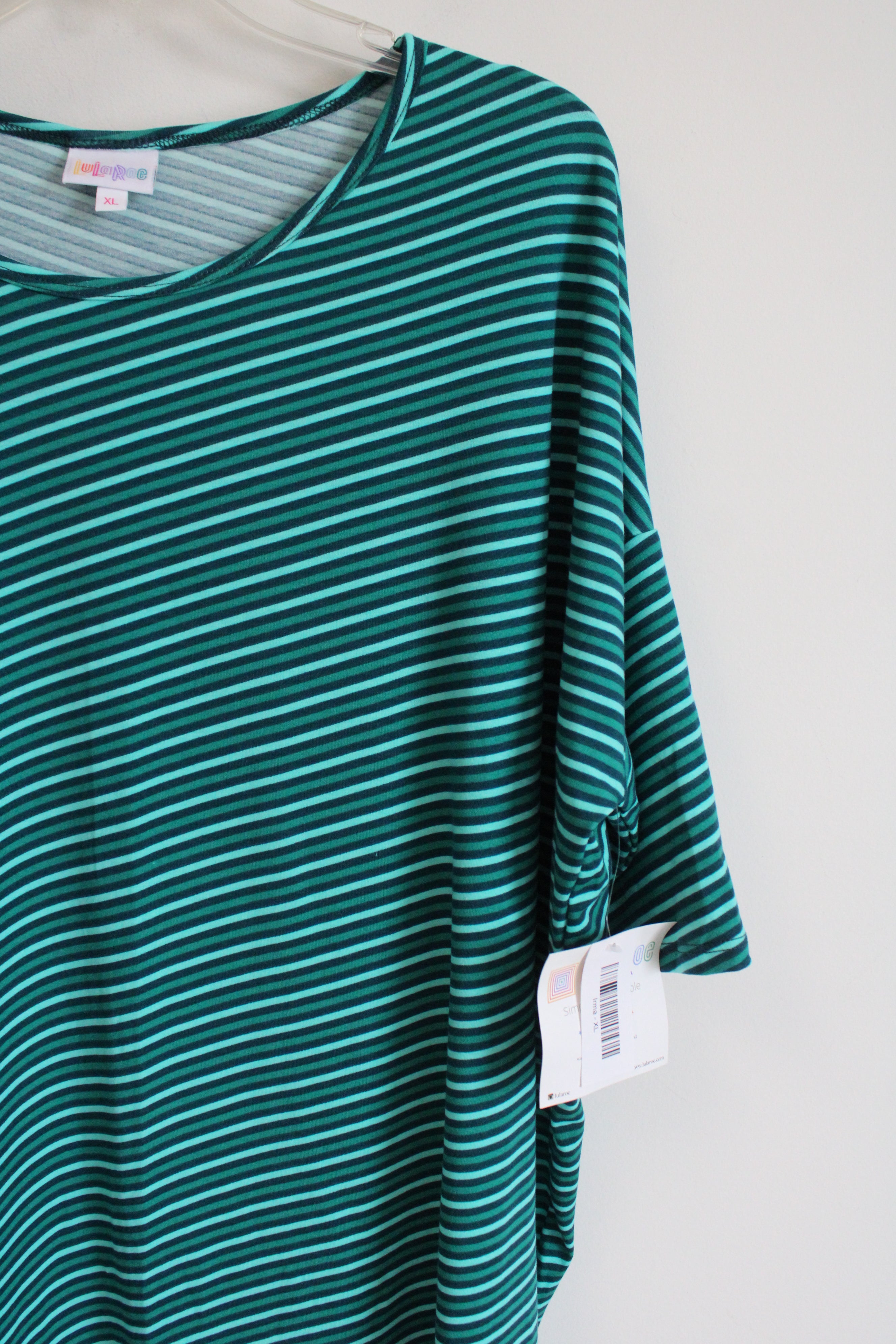 NEW LuLaRoe Blue Striped Irma Top | XL
