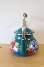 Pioneer Woman Teal Dazzling Dahlias Tea Kettle Pot