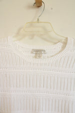 Christopher & Banks White Knit Cotton Top | S