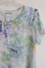 Alfred Dunner Pastel Green Floral Top | M Petite