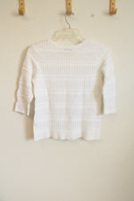 Christopher & Banks White Knit Cotton Top | S