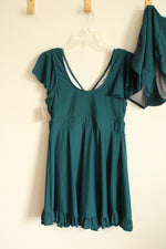 NEW Bloomchic Dark Teal One Piece Ruffle Swimsuit Dress with Bottoms | 12